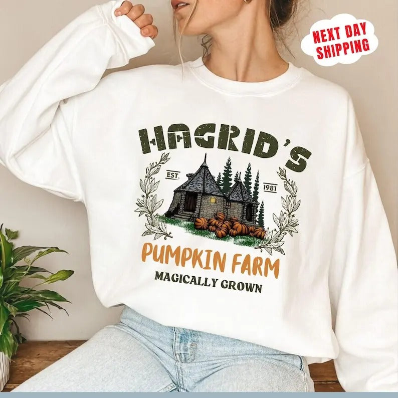Hagrid'S Pumpkin Farm White Cotton Pumpkin Farm Fall Halloween Season Comfortable Fit T-Shirts, Hoodie, Sweatshirt