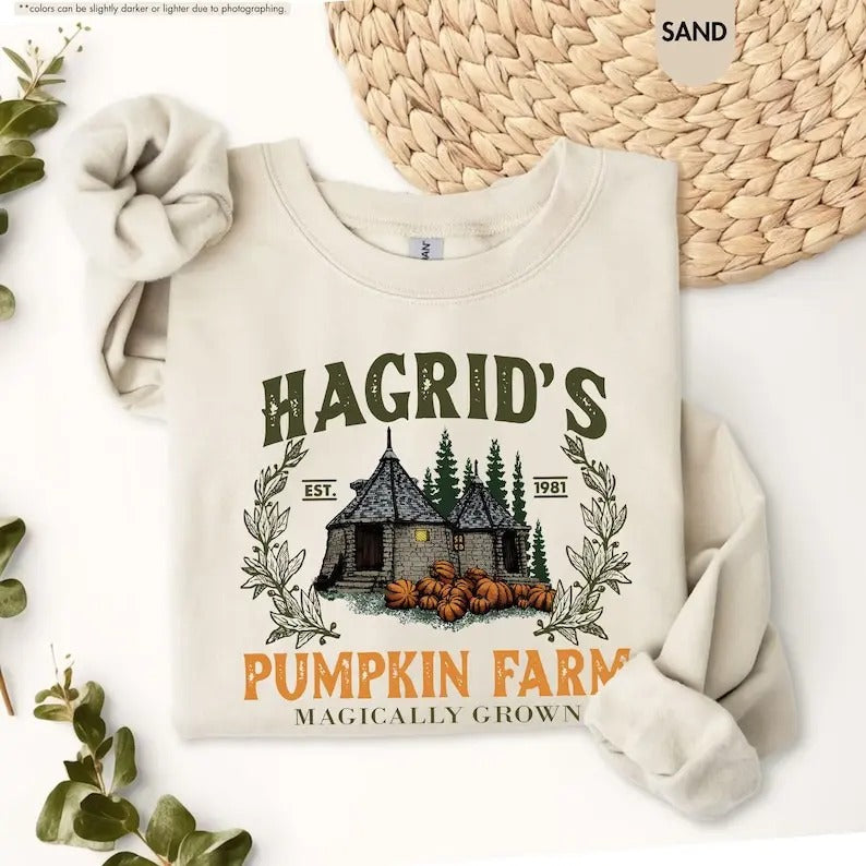 Hagrid's Pumpkin Farm Sweatshirt, Fall Pumpkin Sweater, Potter Book Sweatshirt, Pumpkin Season, Potterhead Fan Gift,...