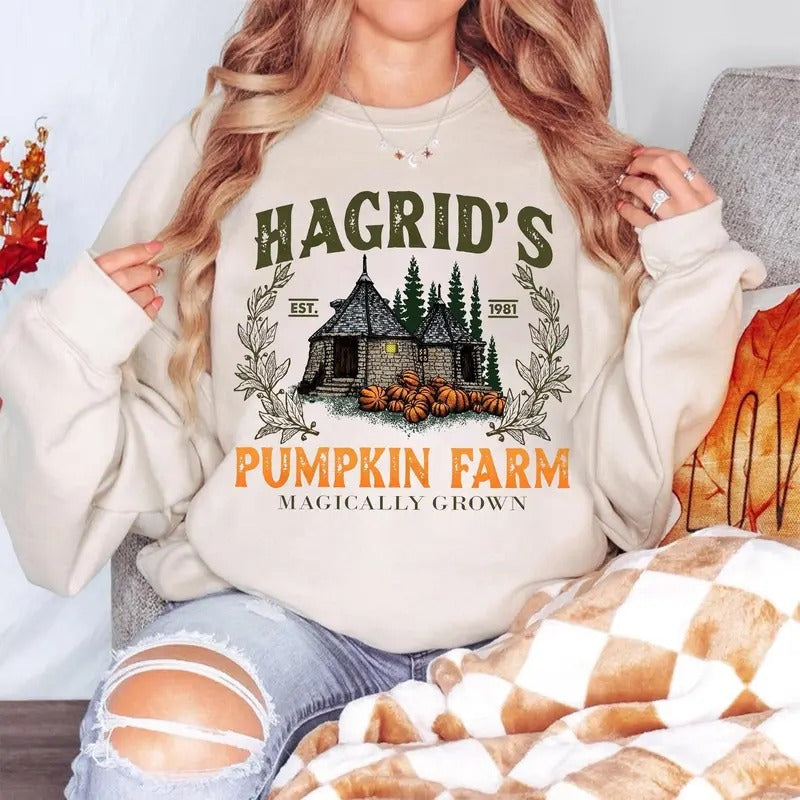 Hagrid's Pumpkin Patch Sweatshirt, Fall Sweatshirt, Hagdrid's Pumpkin Farm Shirt,Halloween Tee,Spooky Season,Pumpkin...