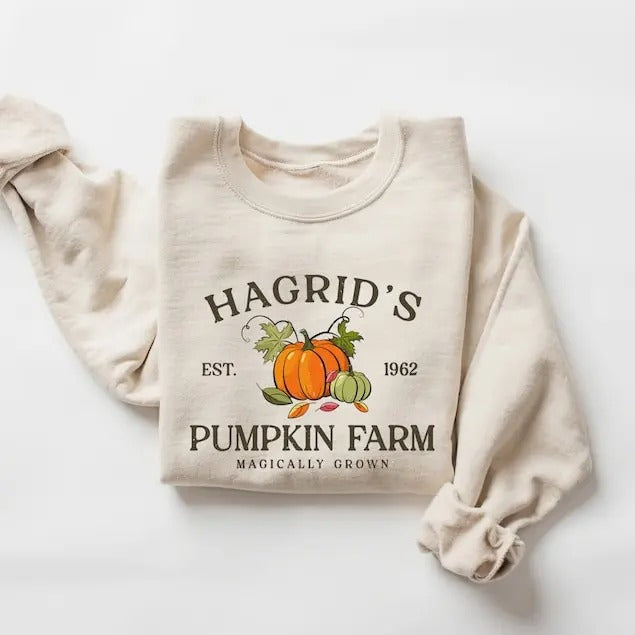 Hagrid's Pumpkin Patch Sweatshirt, Fall Sweatshirt, Halloween Sweatshirt, Book Lover Gifts, Thanksgiving 2024 T-Shirts,...