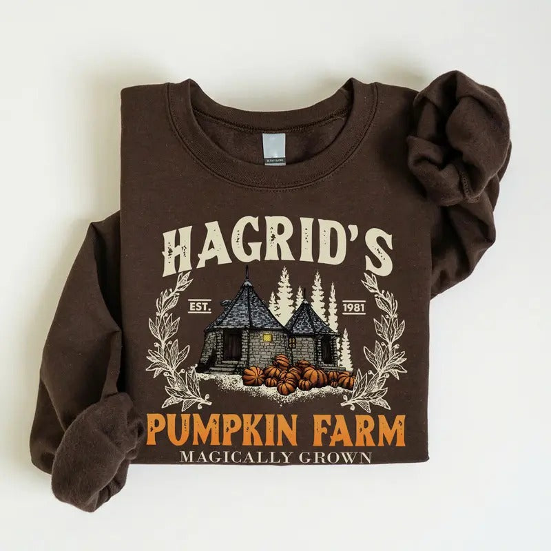 Hagrid's Pumpkin Patch Sweatshirt, Thanksgiving 2024, Fall Sweatshirt, Halloween Sweatshirt, Pumpkin Sweatshirt, Fall...
