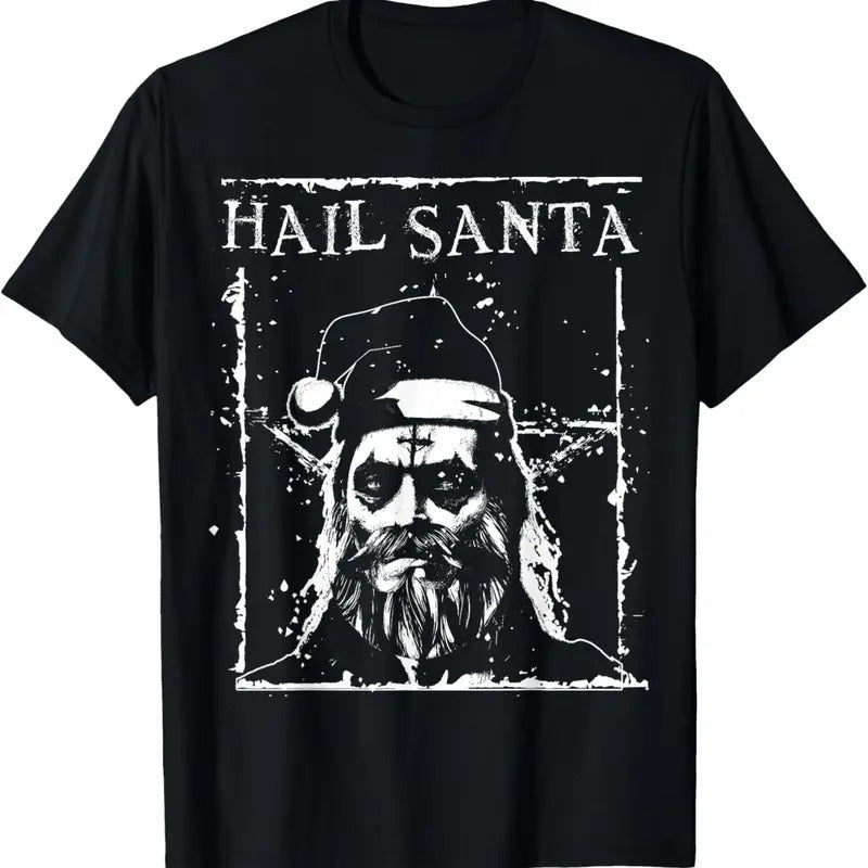 Hail Santa Heavy Metal Headbanger Ugly Christmas T-Shirt Hoodie, Sweatshirt | HypeDripTees.com