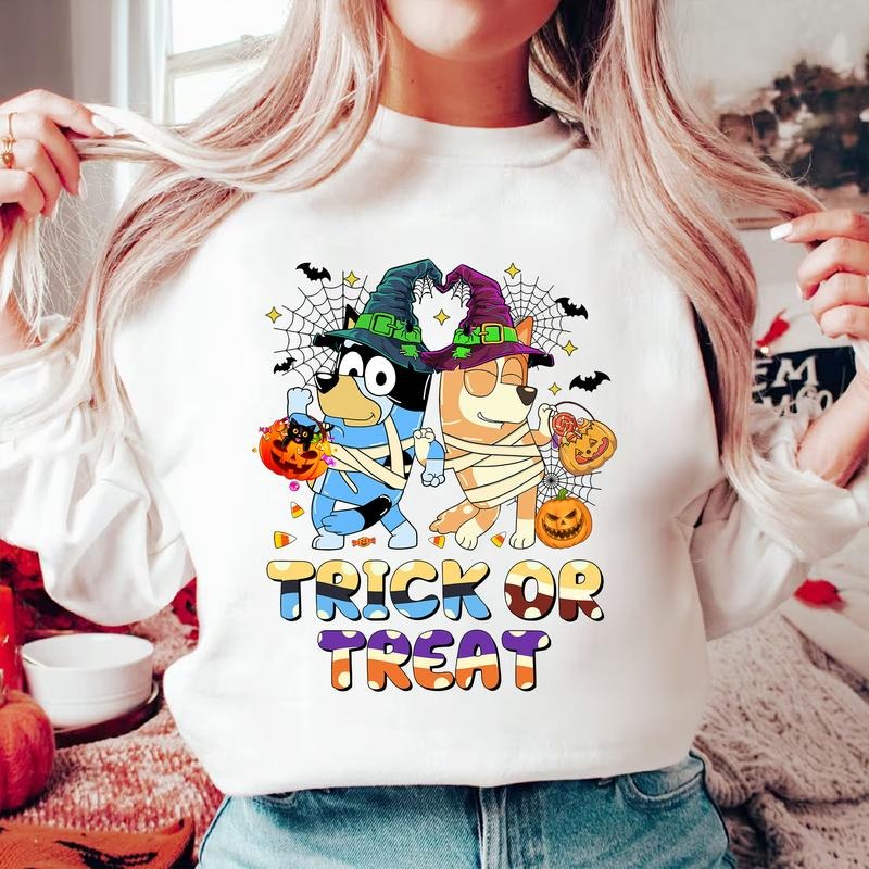 Halloween Bluey Family Trick Or Treat Shirt, Bluey Halloween Shirt, Bluey Halloween Family Shirt, Bluey Lover Shirt, Dog...