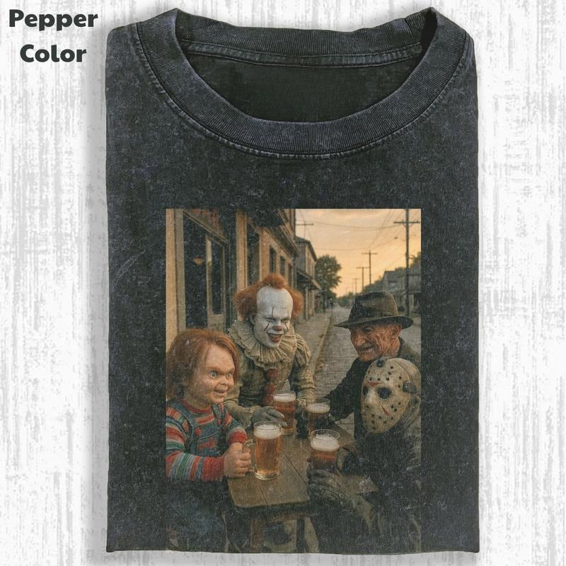 Halloween Character Vintage Graphic Tee, Halloween Vibes T-Shirt, Horror Movie Shirt, Unisex Meme Cringe Funny Shirt,...