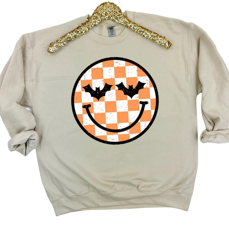 Halloween Checkered Happy Face Sweatshirt T-Shirts, Hoodie | HypeDripTees.com