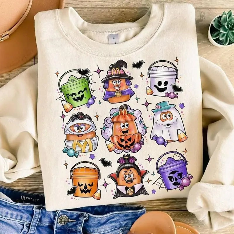Halloween Chicken Nuggets Shirt 90s Retro Halloween Shirt Spooky Season Party Shirt Hoodie, Sweatshirt | HypeDripTees.com