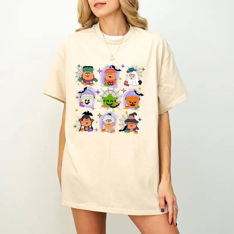 Halloween Chicken Nuggets Sweatshirt, 90s Retro Halloween Shirt, Spooky Nugget Crewneck, Halloween Coquette Design, Happy...