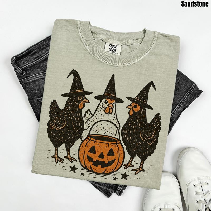 Halloween Chickens Comfort Colors T-Shirt 'NLB' Hoodie, Sweatshirt | HypeDripTees.com