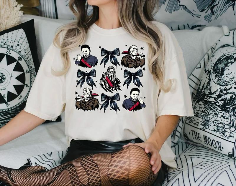 Halloween Coquette Shirt, Scary Movie T-Shirt, Summerween Tee, Horror Coquette Shirt, Halloween Bow Sweatshirt Hoodie