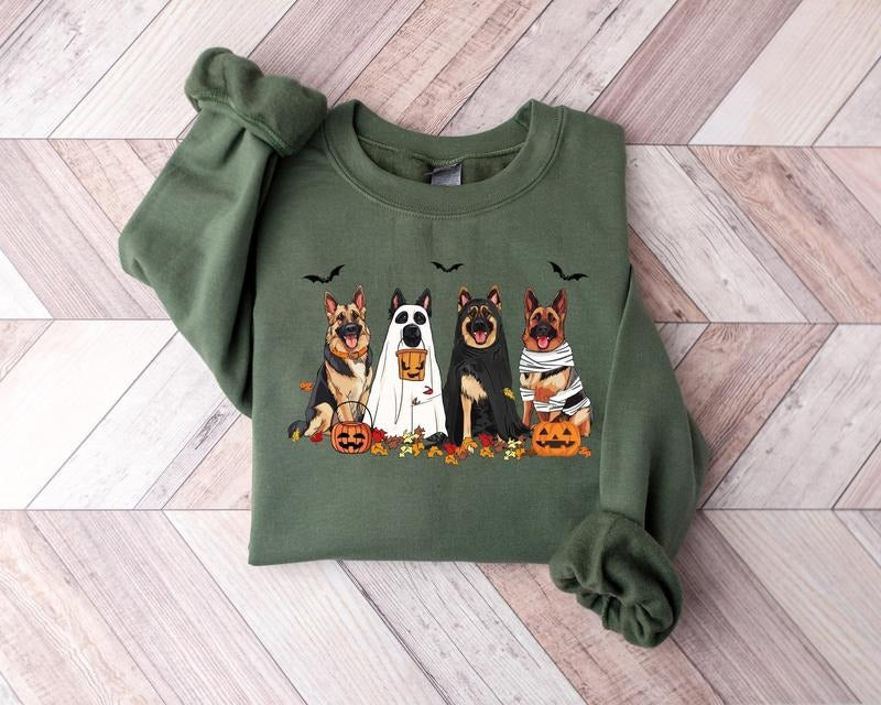 Halloween Dog Sweatshirt, German shepherd Ghost Dogs sweatshirt, Halloween Sweatshirt, Halloween Sweater, Ghost...