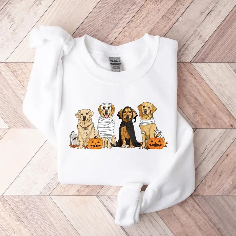Halloween Dog Sweatshirt, Golden Retriever Ghost Dogs sweatshirt, Halloween Sweatshirt, Halloween Sweater, Ghost...