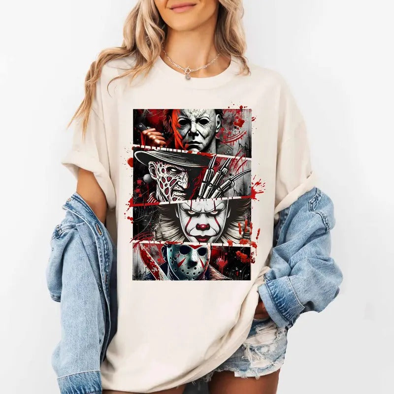 Halloween Horror Characters Shirt Halloween Shirt Horror Movie Killers Friends Horror Characters Shirt Happy Halloween T-Shirts, Hoodie, Sweatshirt