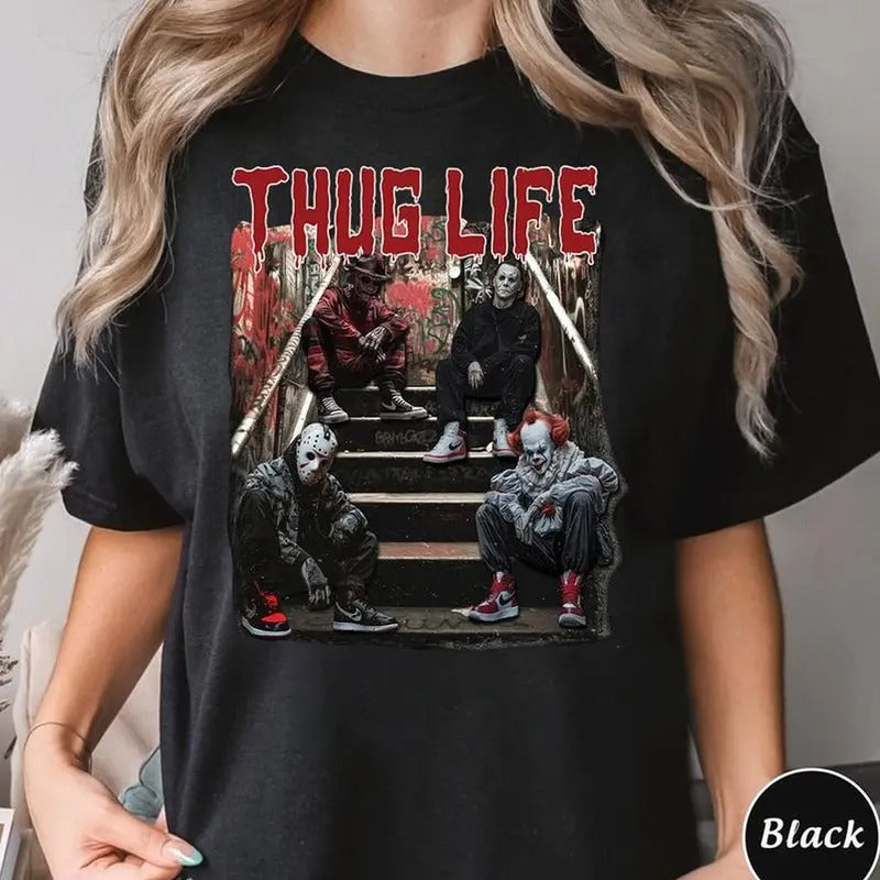 Halloween Horror Characters THUG LIFE Shirt Hoodie, Sweatshirt | HypeDripTees.com