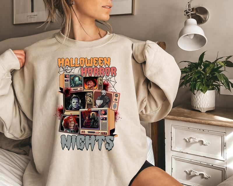 Halloween Horror Nights Sweatshirt, Horror Movie Characters Sweater, Horror Movie Shirt Hoodie | HypeDripTees.com