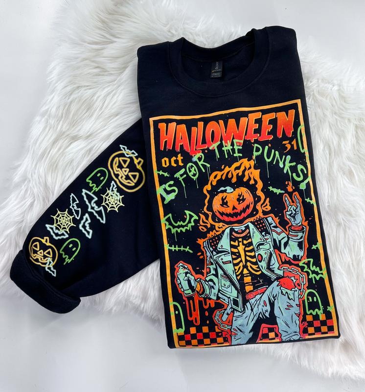 Halloween Is for Punks Graffiti Graphic Sweatshirt or Hoodie Unisex  Womenswear Crewneck Casual Tshirt Top | HypeDripTees.com