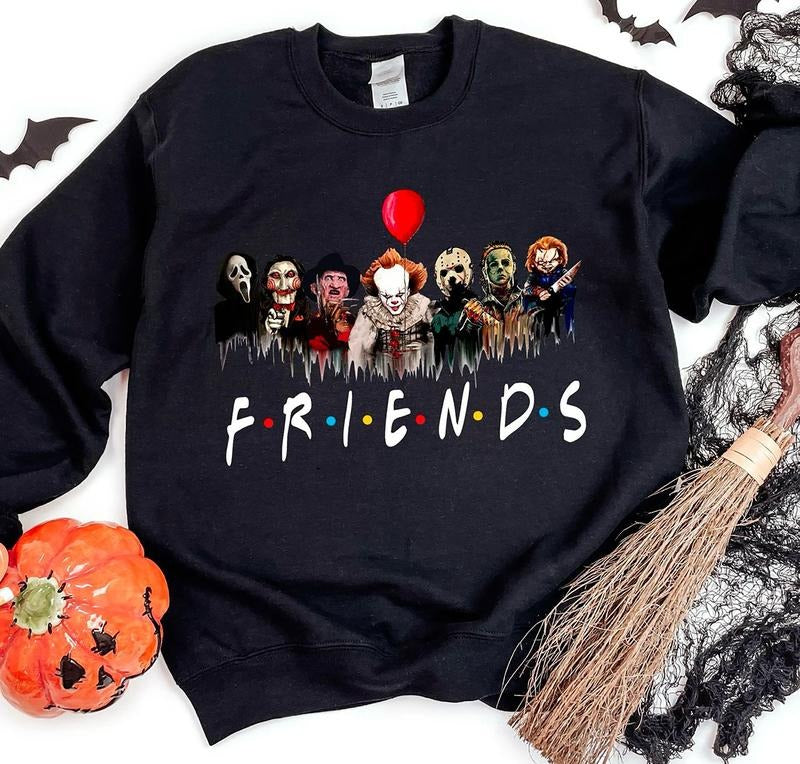 Halloween Movie Friends Crewneck, Halloween Characters Sweatshirt, Friends Halloween Shirt, Scary Movie Characters Shirt,...