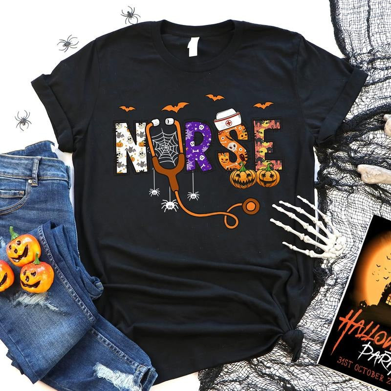 Halloween Nurse Shirt, Spooky RN T-shirt, Nursing Halloween Sweatshirt, Halloween Gift for Nurse Hoodie | HypeDripTees.com