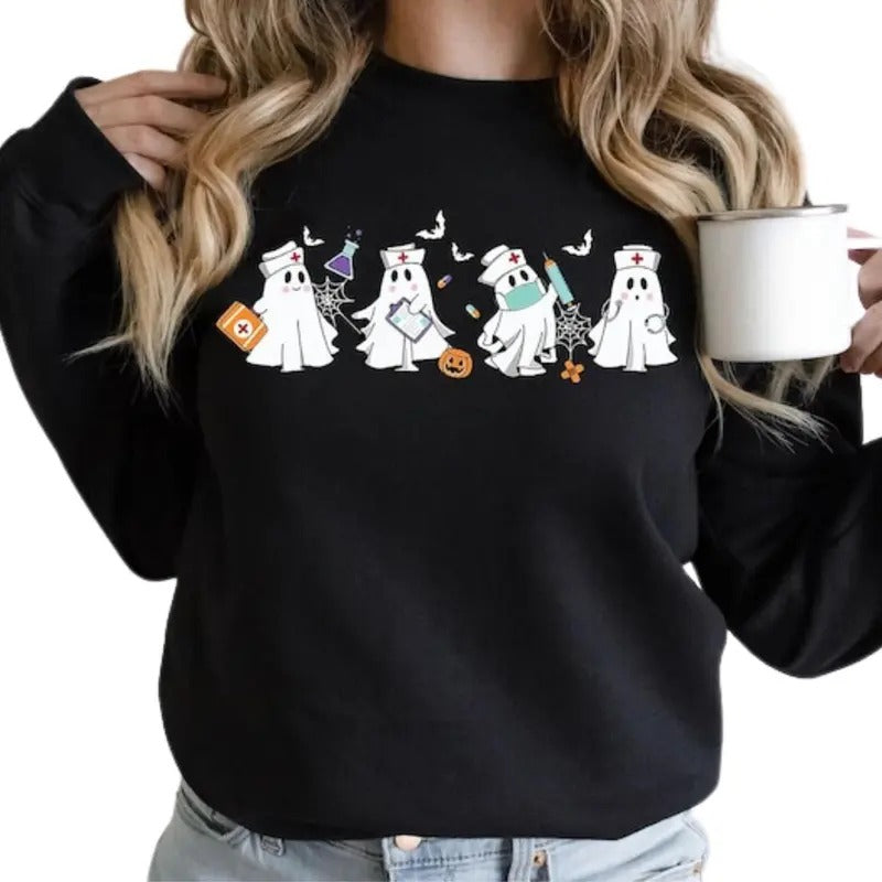 Halloween Nurse Sweatshirt, Halloween Nursing Sweatshirt, Cute Nurse shirt, Nurse Tank Top, Party Halloween Shirt, Unisex...
