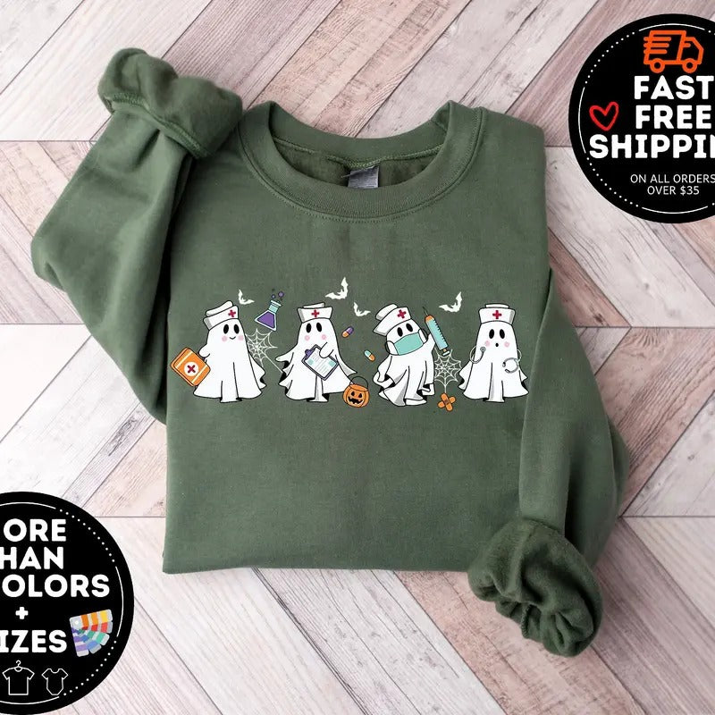 Halloween Nurse Sweatshirt, Nurse Shirt, Halloween Nursing Sweatshirt, Cute Nurse Sweatshirt, Nursing Student Hoodie, Er...