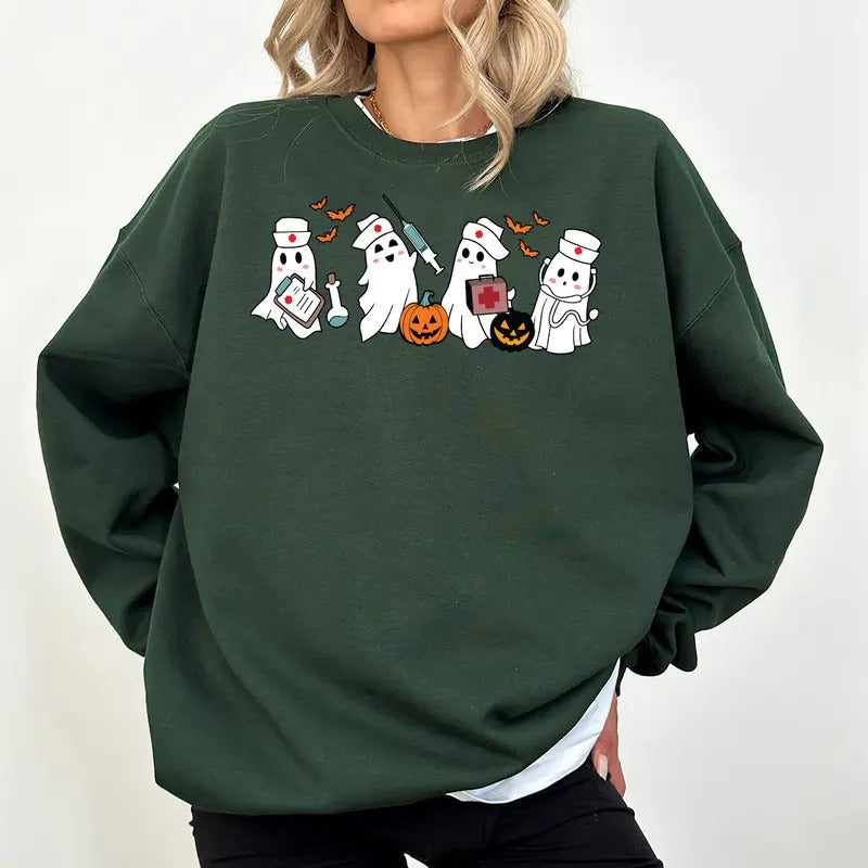Halloween Nurse Sweatshirt, Nurse Shirt, Halloween Nursing Sweatshirt, Cute Nurse Sweatshirt, Nursing Student Tshirt, Er...