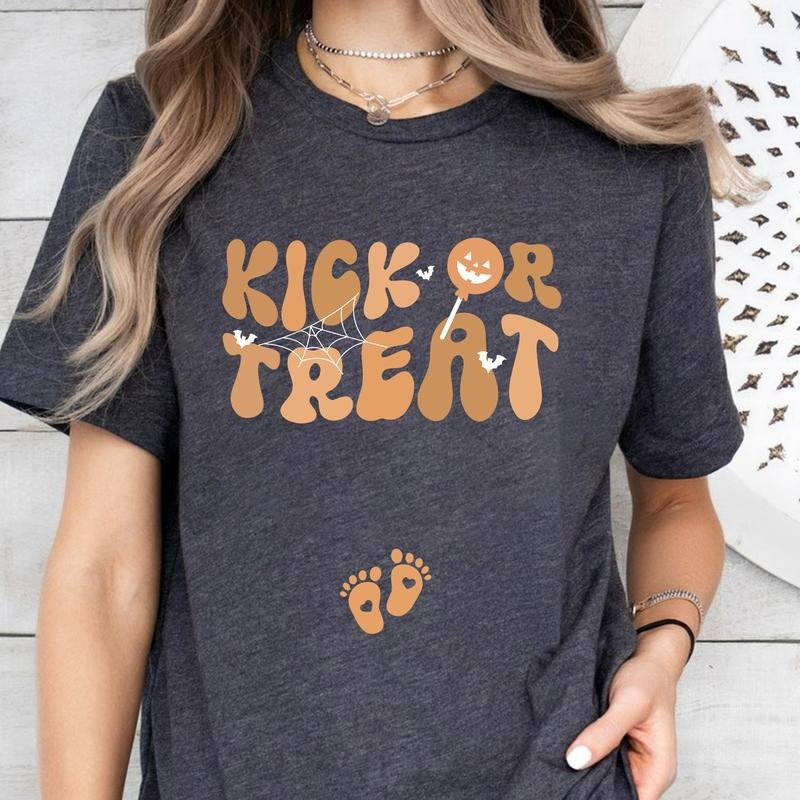 Halloween Pregnancy Announcement T-Shirt, Fall Halloween Baby Reveal  T-Shirt, October Pregnancy Announcement 2nd 3rd...