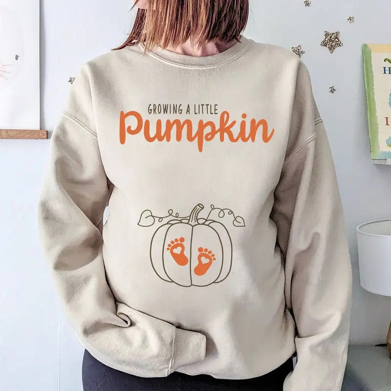 Halloween Pregnancy Reveal Sweatshirt, Growing A Little Pumpkin Shirt, Halloween Maternity Sweatshirt, Halloween Pregnant...