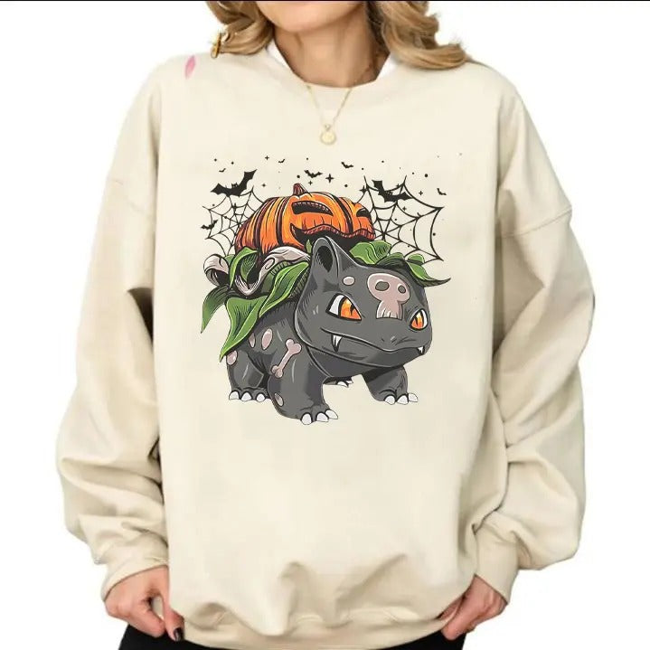 Halloween Pumpkin Sweatshirt, Halloween Sweatshirt, Spooky Pumpkin Monster Sweatshirt, Gengar Japan Anime Sweatshirt,...