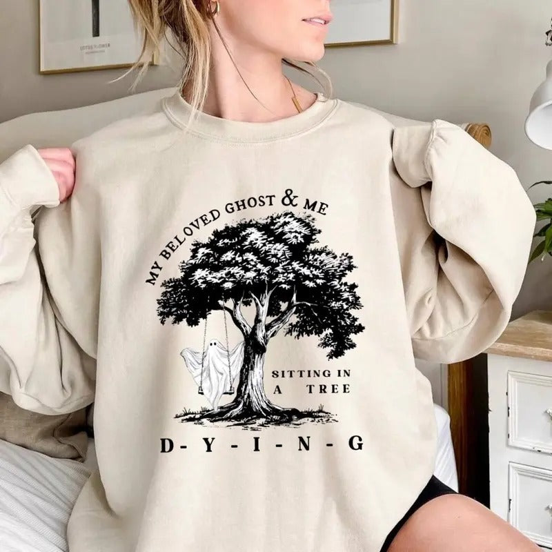 Halloween Shirt, Halloween Beloved Ghost And Me Sitting In A Tree, Pumpkin Halloween, Spooky, Fall Season Shirt, Ghost...