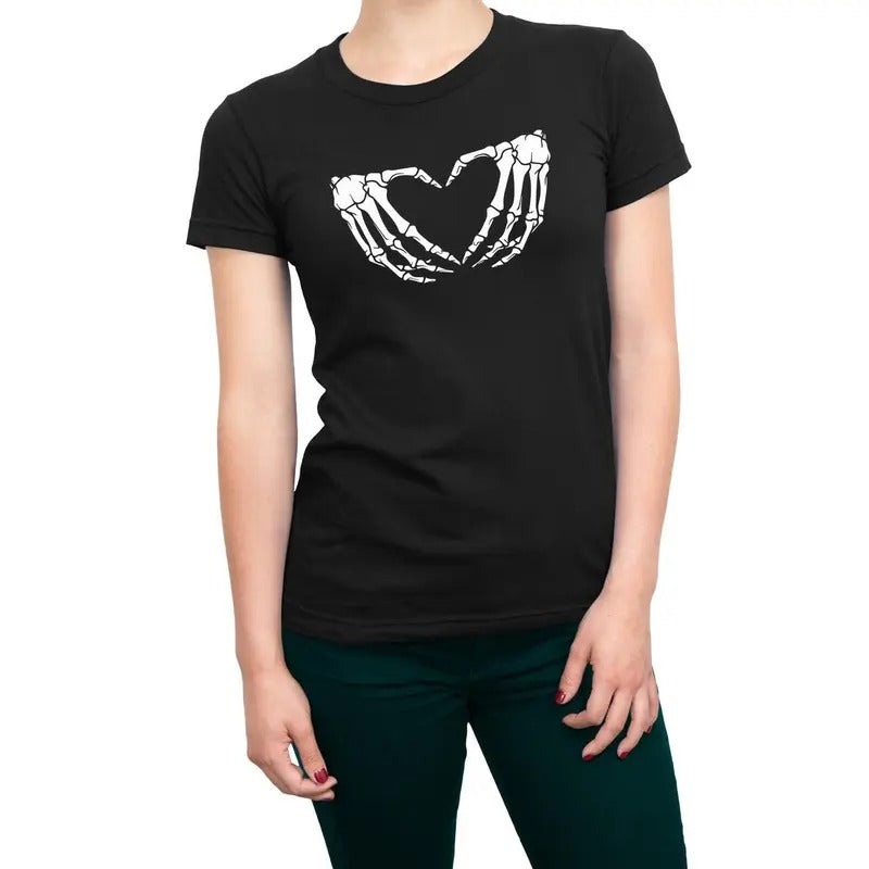 Halloween Skeleton Hand Heart Women's T-Shirt Casual Comfort Hoodie, Sweatshirt | HypeDripTees.com