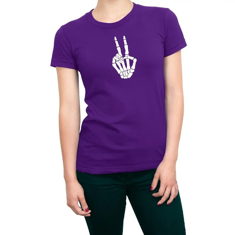 Halloween Skeleton Hand Peace Women's T-Shirt Casual Comfort Hoodie, Sweatshirt | HypeDripTees.com