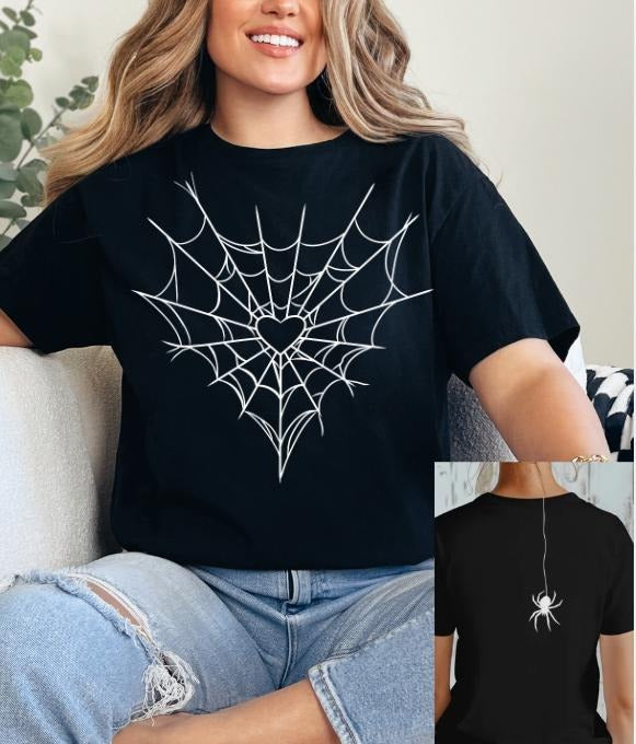 Halloween Spider Web and Spider Front and Back T-shirt Hoodie, Sweatshirt | HypeDripTees.com