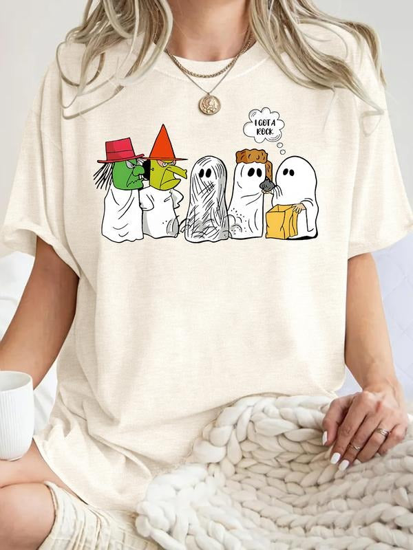Halloween Sweatshirt Women, Funny Ghost Design, Casual Fitted Summer Top, Breathable Comfortable S-Xxl Sizes Available...