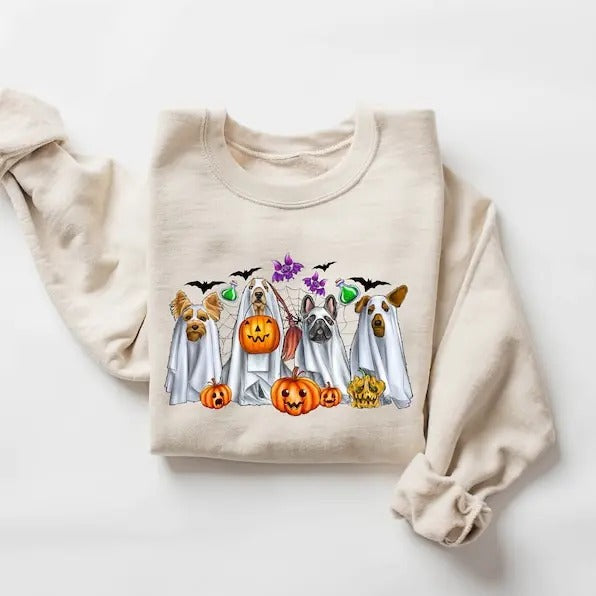 Halloween Halloween Ghost Ghost Halloween Dog Ghost Dog Shirt 2023 Happy Halloween Retro Spooky Season T-Shirts, Hoodie, Sweatshirt
