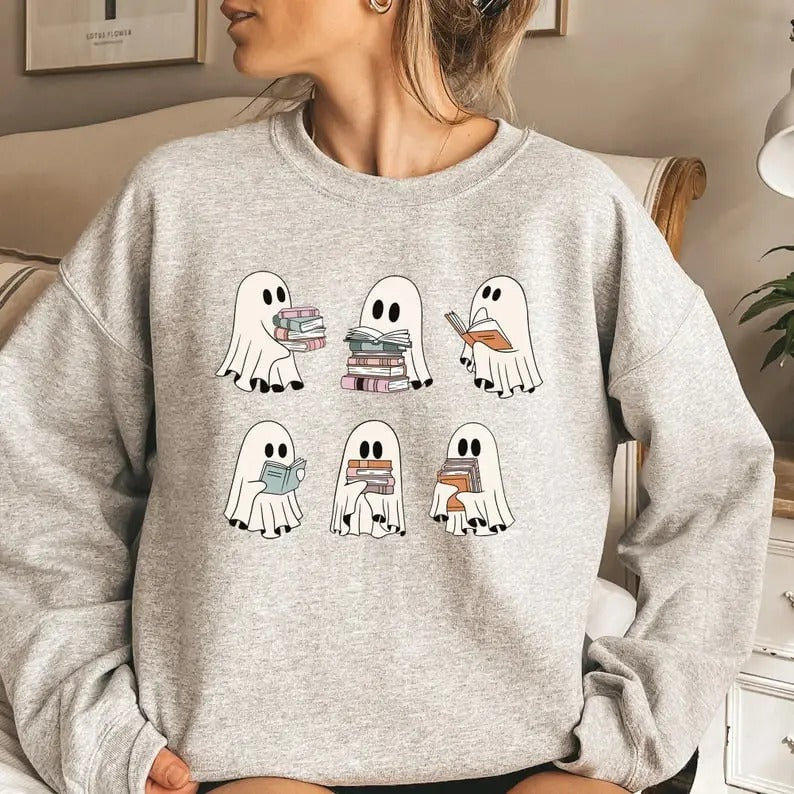 Halloween Sweatshirt, Halloween Sweater, 2024 Happy Halloween, Retro Spooky Season, Halloween Dog Sweatshirt, Ghost Dog...