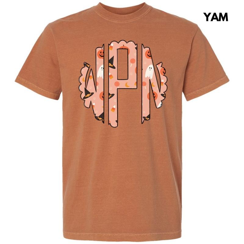 Halloween Things Monogram Comfort Colors T-Shirt 'NLB' Hoodie, Sweatshirt | HypeDripTees.com
