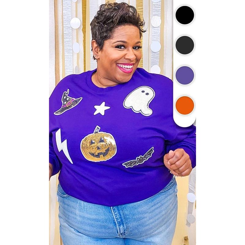 Halloween Things Sequin Graphic Long Sleeve T-Shirt Hoodie, Sweatshirt | HypeDripTees.com
