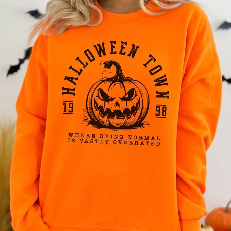 Halloween Town Sweatshirt with Jack O'Lantern Graphic T-Shirts, Hoodie | HypeDripTees.com
