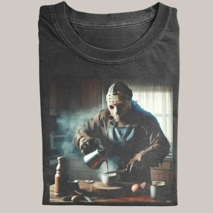 Halloween Vintage Tees, Jason Voorhees Cooking T-shirt, Horror Movie Shirt, Unisex Funny Halloween Shirt Menswear...