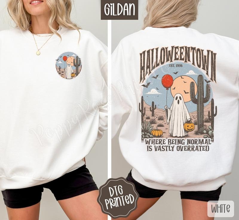 Halloweentown Front & Back Sweatshirt, Trendy Women's Crewneck T-Shirts, Hoodie | HypeDripTees.com