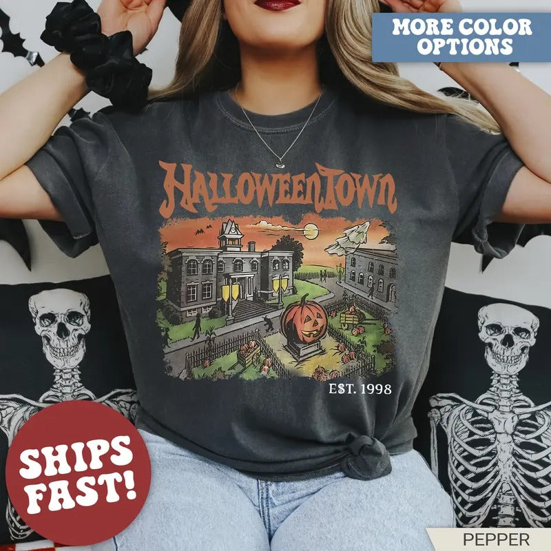Halloweentown University EST 1998 Retro Shirt - Unisex Ultra Cotton T-Shirt, Crew Neck, Short Sleeve, Casual Style,...