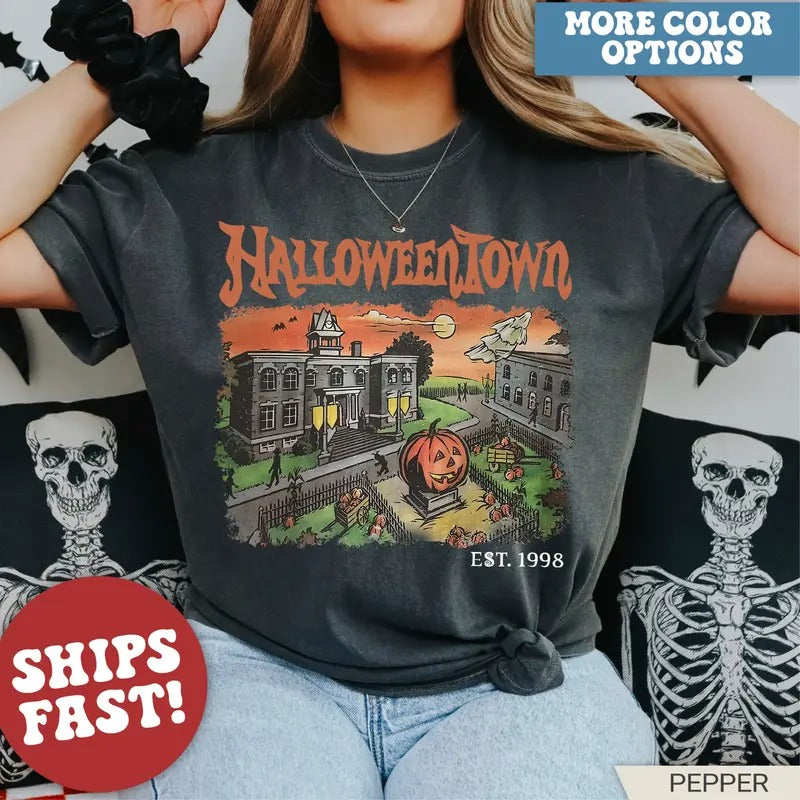 Halloweentown University Shirt - Retro & Cute Fall Design EST 1998, Halloween Town Shirt, Halloween Gift, Unisex T-shirt,...