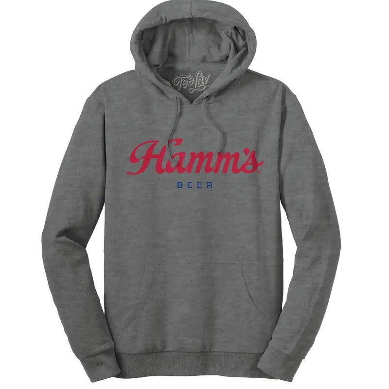 Hamm's Beer Logo Hooded Sweatshirt - Oxford Gray T-Shirts, Hoodie | HypeDripTees.com