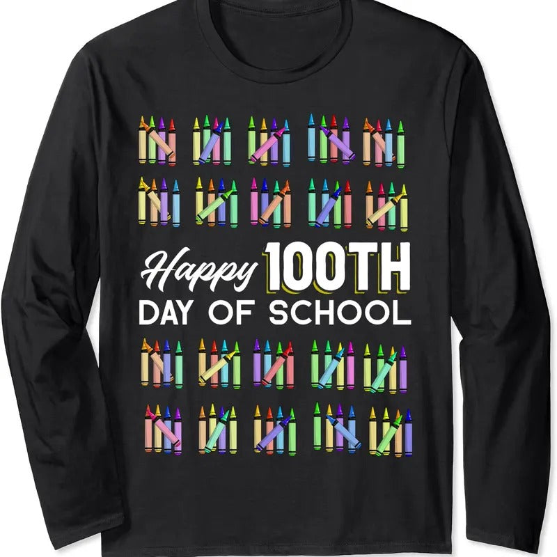 Happy 100th Day Of School Student Gift 100 Days Of School Long Sleeve T-Shirt Hoodie, Sweatshirt | HypeDripTees.com