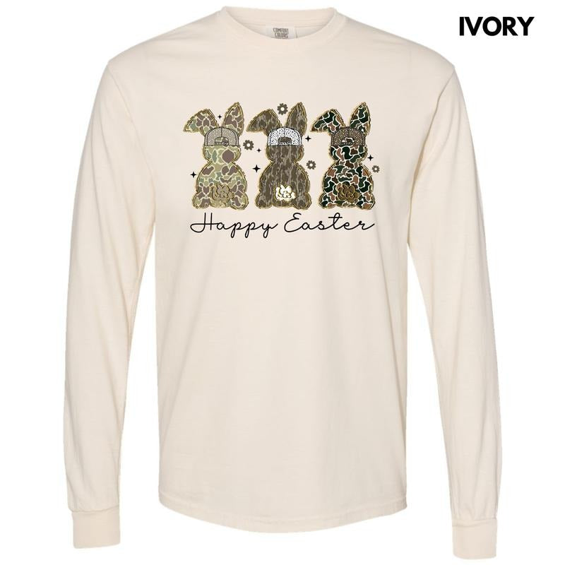 Happy Camo Easter Long Sleeve Comfort Colors T-Shirt 'NLB' Hoodie, Sweatshirt | HypeDripTees.com