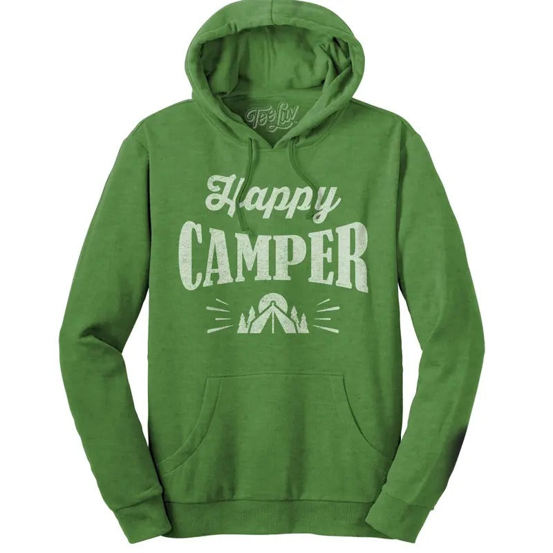 Happy Camper Hooded Sweatshirt - Green T-Shirts, Hoodie | HypeDripTees.com
