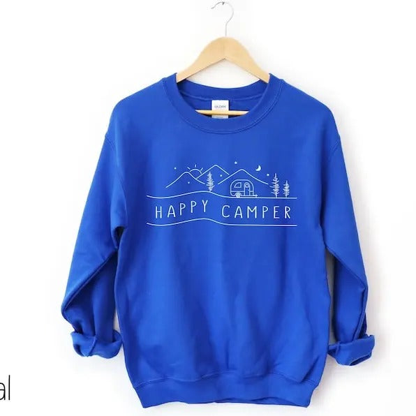 Happy Camper Sweatshirt,Camping Shirt,Nature Lover Gift,Adventure Shirt,Hiking Gift Shirt,Camp Life Shirt,Campfire...