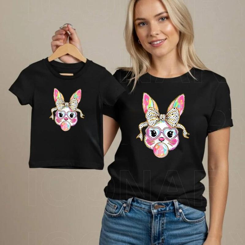 Happy Easter Bunny Coquette Bow Brushstroke Easter Girl Kids Women T-Shirt Hoodie, Sweatshirt | HypeDripTees.com