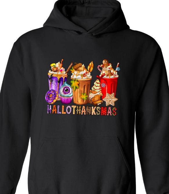 Happy Hallothanksmas Sweatshirt T-Shirts, Hoodie | HypeDripTees.com