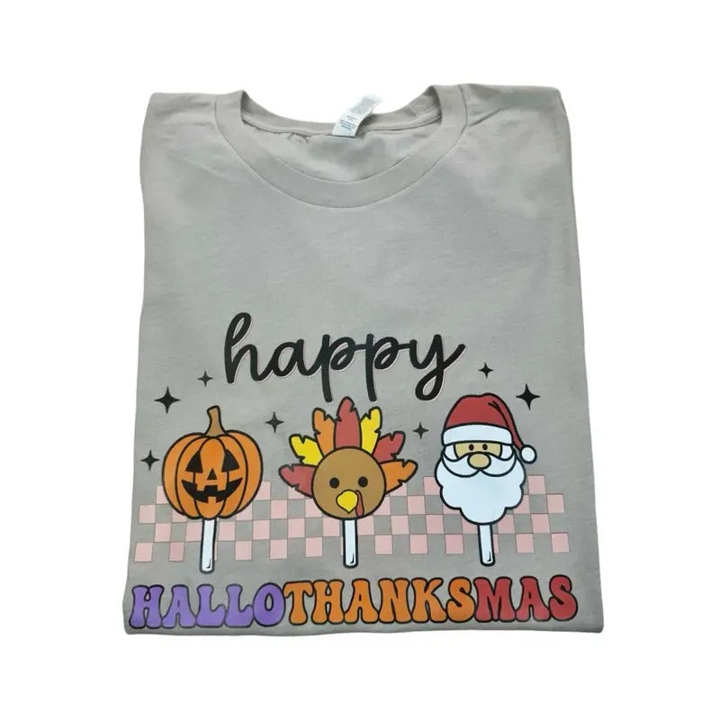 Happy Hallothanksmas Womens Graphic T-shirt halloween shirt Hoodie, Sweatshirt | HypeDripTees.com