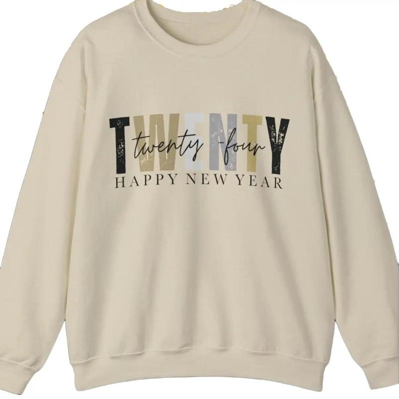 Happy New Year 2024 Sweatshirt - Style with our Unisex Crewneck for New Year's Eve Party! T-Shirts, Hoodie | HypeDripTees.com